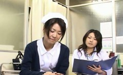 Subtitled CFNM Japanese milf doctor and nurse handjob