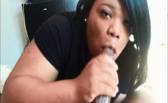 Ebony girl eating BBC and cum swallow