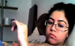 Cute Nerd Teasing Her Body On A Cam Show