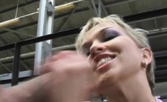 Monique jerking Thomas Stone huge shaft outdoors