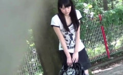 Asian babe public peeing