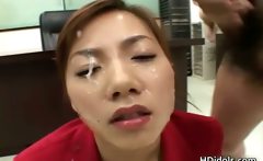 Stunning office lady in messy bukkake