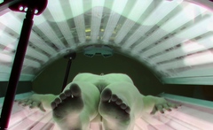 Redhead Hottie Tannning In Public Solarium