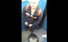 Worker Bear Jerks Off & Cum in Porty Potty at Work