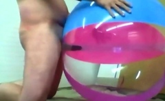 Big inflatable beach ball fuck cum inside