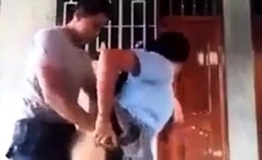 Police officer fucking school girl outdoor