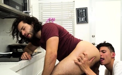 Twink anal fucks big hairy stepbrother bareback hard