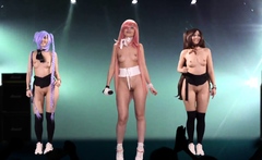 Naked Singer On Stage. Virtual Reality