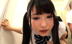 Japanese school sex doll humping loaded shaft in her uniform