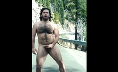 Hairy Bator Jerking Off by the Road