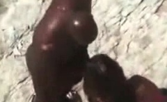 Big Black Dude Fucking His White Girlfriend At The Beach
