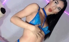 Lady Tranny In Blue Two Piece