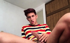 Latin cam stud jerking his big thick cock