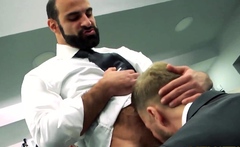 MENATPLAY Blond Hunk Matthew Anders Ass Fucks Bearded Waiter