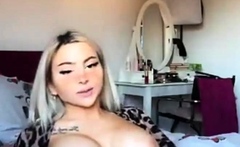 Big Boobed Blonde Masturbates With A Dildo In The Bathroom