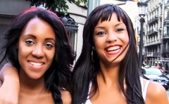 Threesome with Cute Ebony Latina BFFs