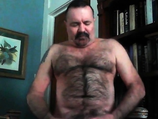 Nasty Hairy Daddy Jacks into a condom