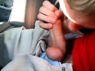 young twink sucks dick in car and swallows