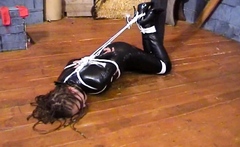 Sky Hogtied In Pvc Catsuit