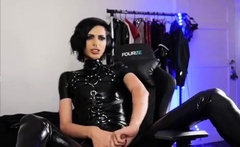 Latex slut solo anal masturbation