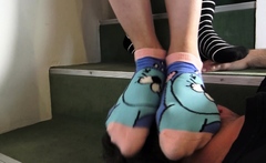 sock face and head jumping girls