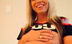 Sporty Ashleigh in tight white shorts