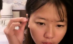 Amateur asian teen licks ass and sucks cock