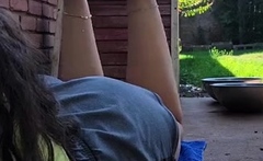 Amateur college teens outdoor oral fun