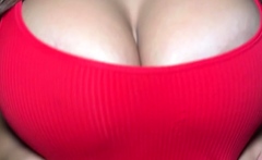 Big tit amateur brunette fucks a dildo close up and hardcore