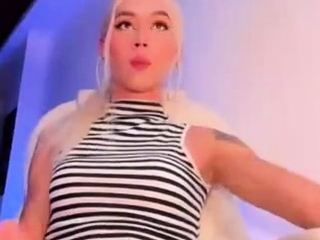 Big Tits Tranny Strokes her Big Cock