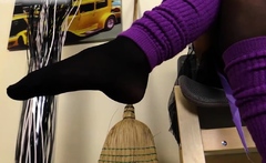 Gioia dressed as a witch in black nylons