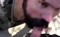 Bearded Daddy Gives Facial in the Woods