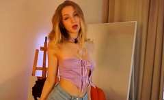 blonde teen pregnant girl has her pussy masturbated