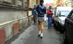 Busty Czech amateur fucks outdoor in public