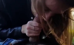 Outdoor Blowjob with Cum-Swallowing Girl