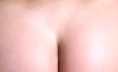 Hot brunette big boobs toying pink pussy