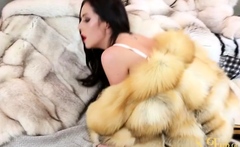 Mistress Rebecca playing in furs