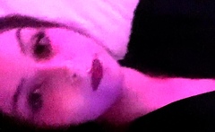 Small titted brunette teen fingering on the bed