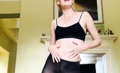Beautiful amateur MILF in nylons teasing her thick body