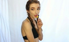 Small titted babe gives awesome blowjob