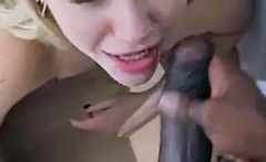 Big tit blonde gives blowjob to big cock