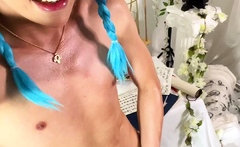 Amateur brunette teases and flashes her small tits on webcam