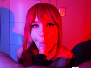 Wigged Babe Gives POV Blowjob Like a Pro
