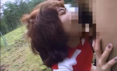 Hot Asian POV blowjob outdoors