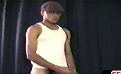 Handsome black stud solo masturbating