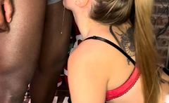 Brunette Slut Gives Blowjob To Big Cock Outdoors