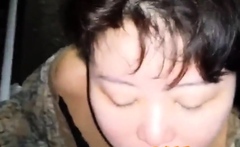 Chubby Asian MILF's Blowjob and Facial